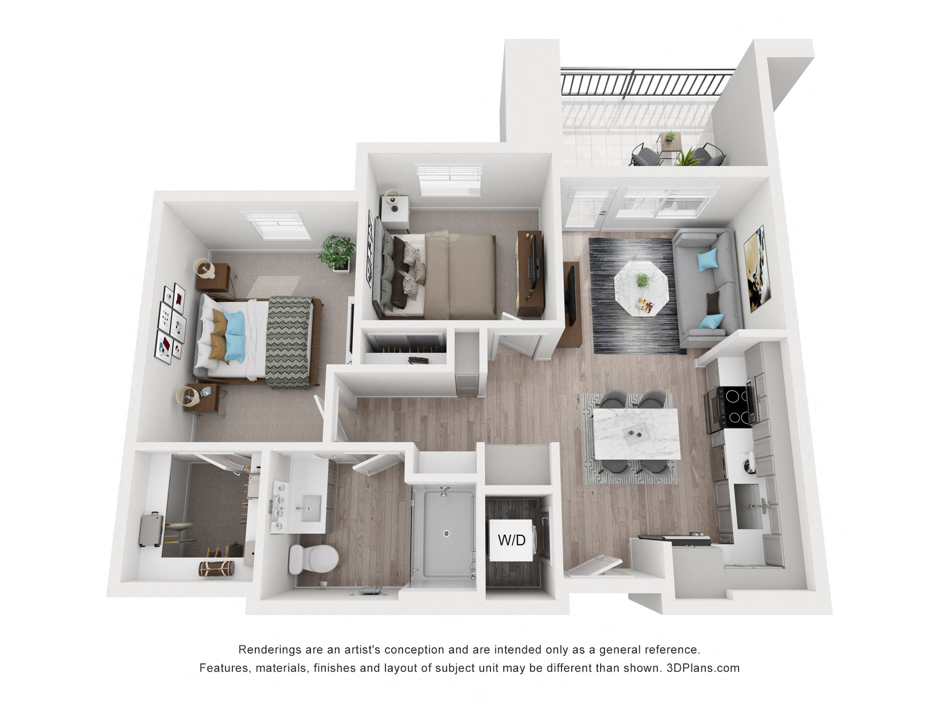 Floor plan for 2 beds, 1 bath, 813 sqft